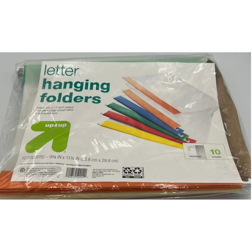 Up&Up Letter Hanging Folders Unisex OS Multi Brand New 10 Count Hooked 5-Tab